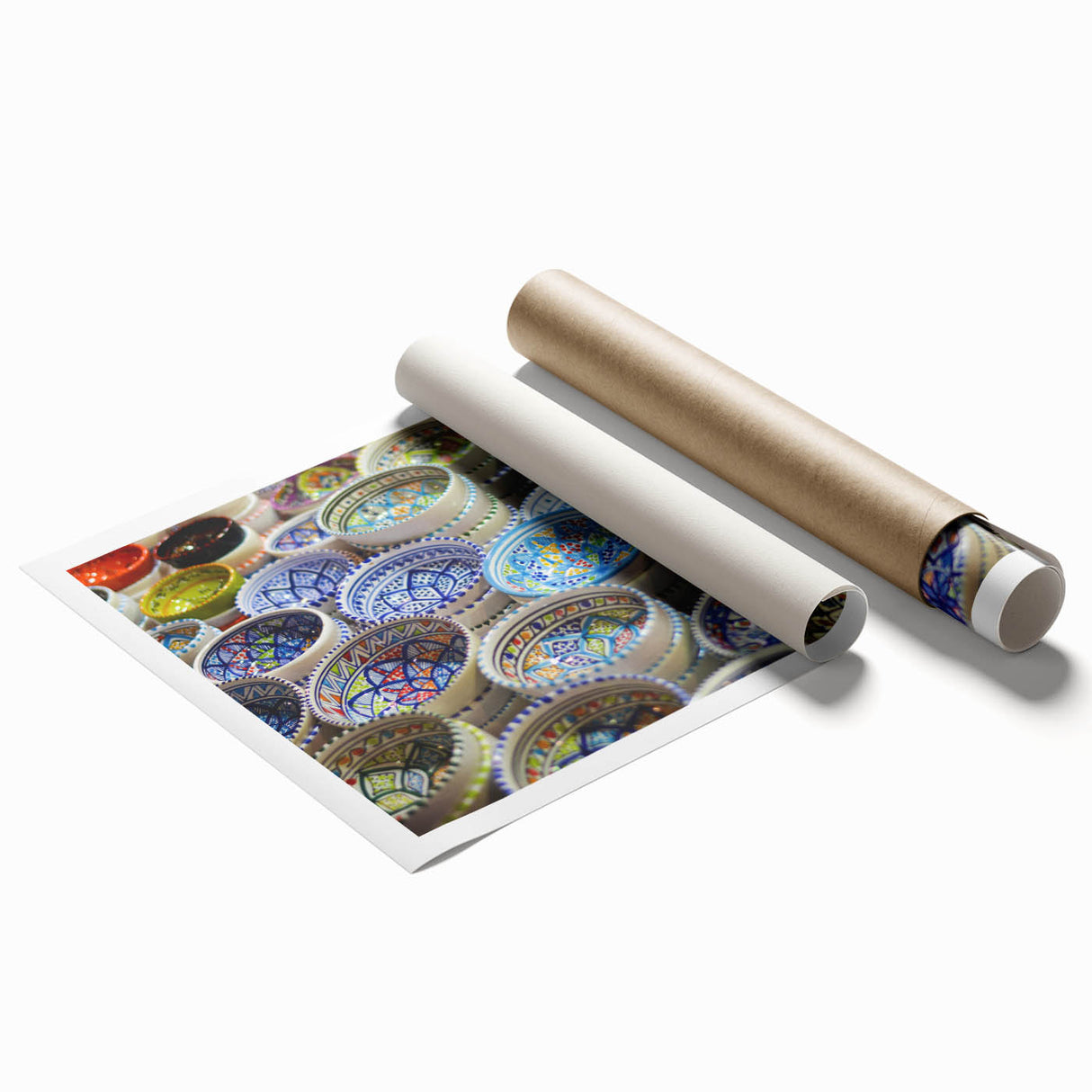 Extra large rolled print depicting Jerusalem scenery in muted earth tones.