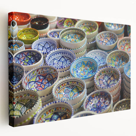Stretched canvas of Jerusalem skyline in muted earth tones, ideal for kitchen wall art.