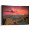 Black and white framed canvas depicting a vintage-style landscape of a Middle Eastern scene, suitable for bedroom wall decor.