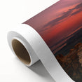 Art Deco poster of a Middle Eastern scenery in muted earth tones on rolled canvas, ideal for nursery wall art.