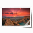Extra large rolled print featuring a muted floral design with Middle Eastern scenery, ideal for art wall dining room.