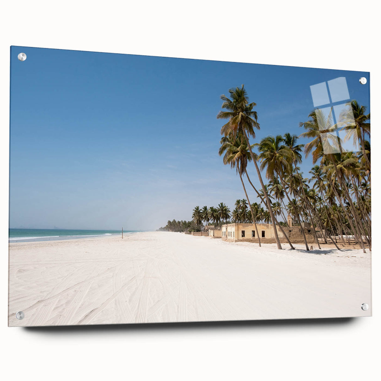 Acrylic print of a Middle Eastern landscape in muted earth tones, suitable for bedroom or dining room decor.