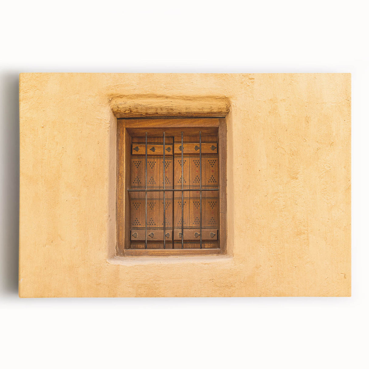 Black and white stretched canvas of Saudi Arabian scenery, ideal for kitchen wall art.