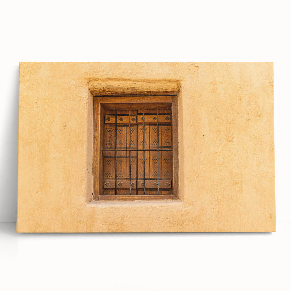 Black and white stretched canvas depicting a Saudi Arabian scenery, ideal for kitchen wall art or bedroom ambiance.