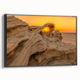 Black and white framed canvas of Abu Dhabi landscape, ideal for bedroom wall art.