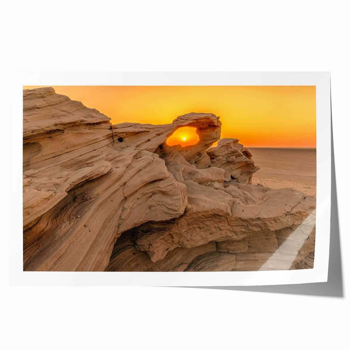 Rolled print of Abu Dhabi skyline in muted earth tones, ideal for art wall dining room or classy bathroom.