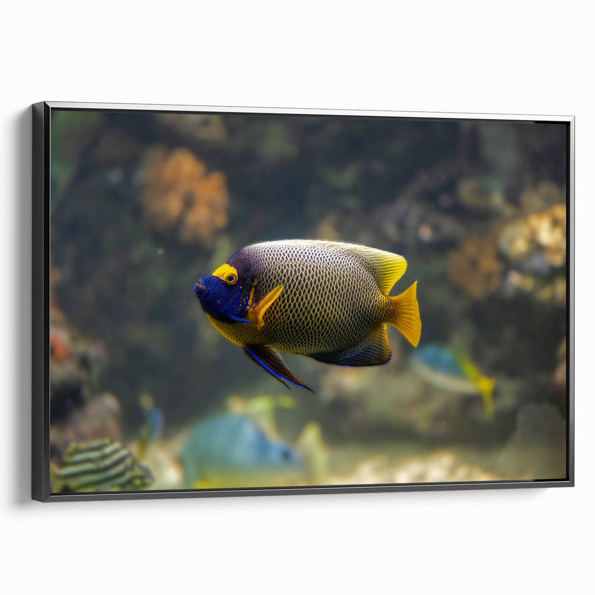 Black and white landscape art painting of Micronesia on framed canvas, suitable for bedroom wall decor.