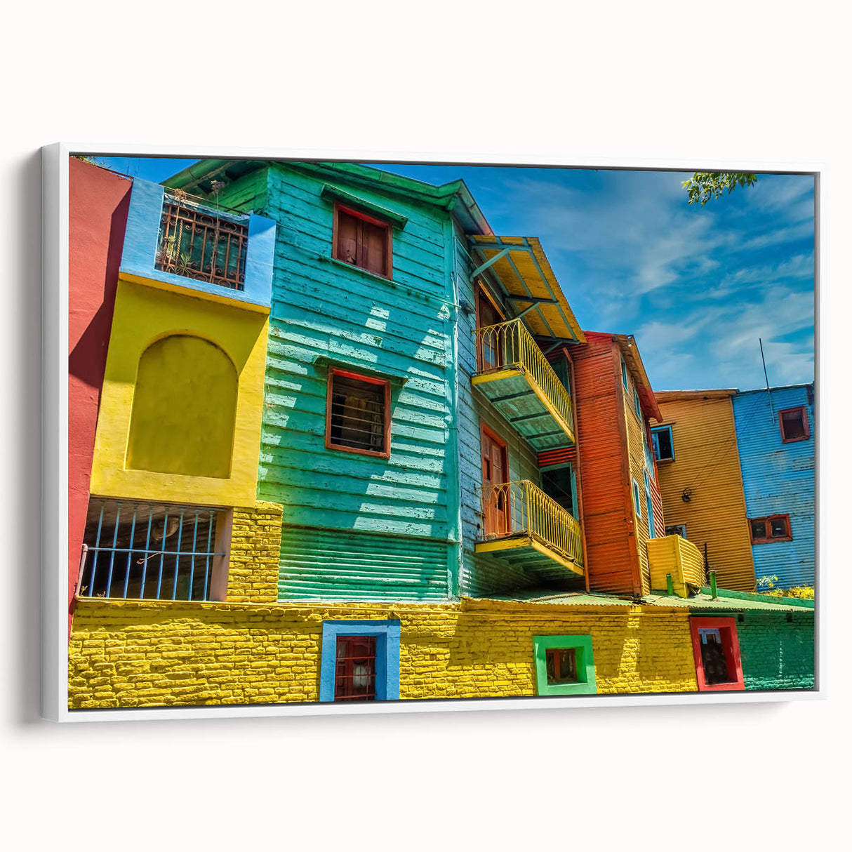Vintage poster art of Buenos Aires with colorful abstract design on extra large framed canvas, ideal for living room wall.