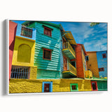 Vintage poster art of Buenos Aires with colorful abstract design on extra large framed canvas, ideal for living room wall.