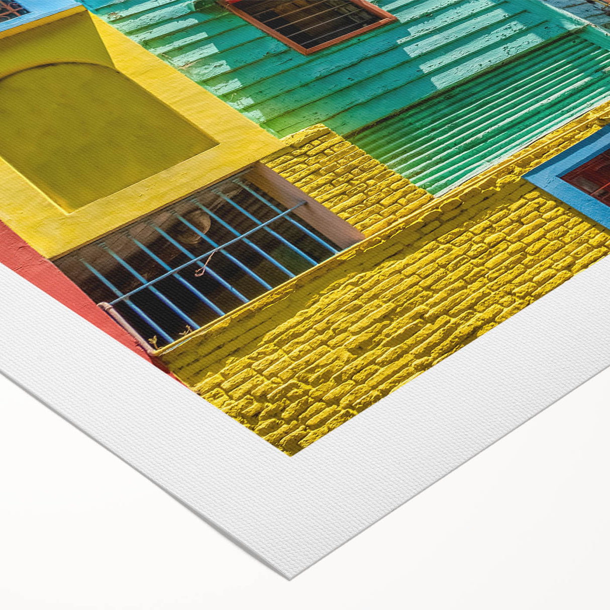 Art deco poster featuring a stylized Buenos Aires cityscape in muted gold and blue tones on rolled canvas.