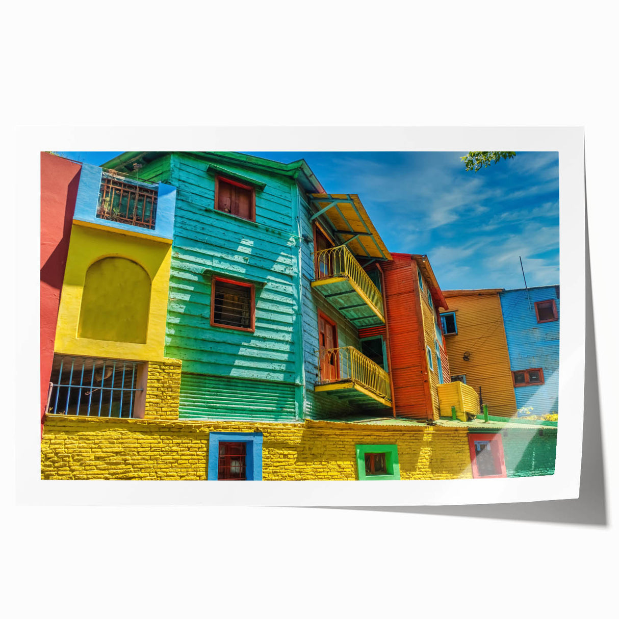 Extra large rolled print of a scenic Buenos Aires landscape in muted green and blue tones, ideal for art wall dining room.