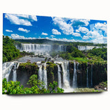 Acrylic print of a large abstract depiction of a Brazilian landscape in vibrant blues and greens.