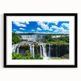 Extra large abstract art print featuring a colorful, textured depiction of a Brazilian landscape, framed in black.