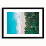 Extra large abstract art print featuring vibrant colors and textured appearance, framed in black.