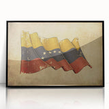 Large abstract wall art featuring a stylized Venezuelan landscape in muted earth tones on a framed acrylic panel.