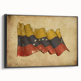 Black and white framed canvas of a vintage Venezuelan landscape, ideal for bedroom wall decor.