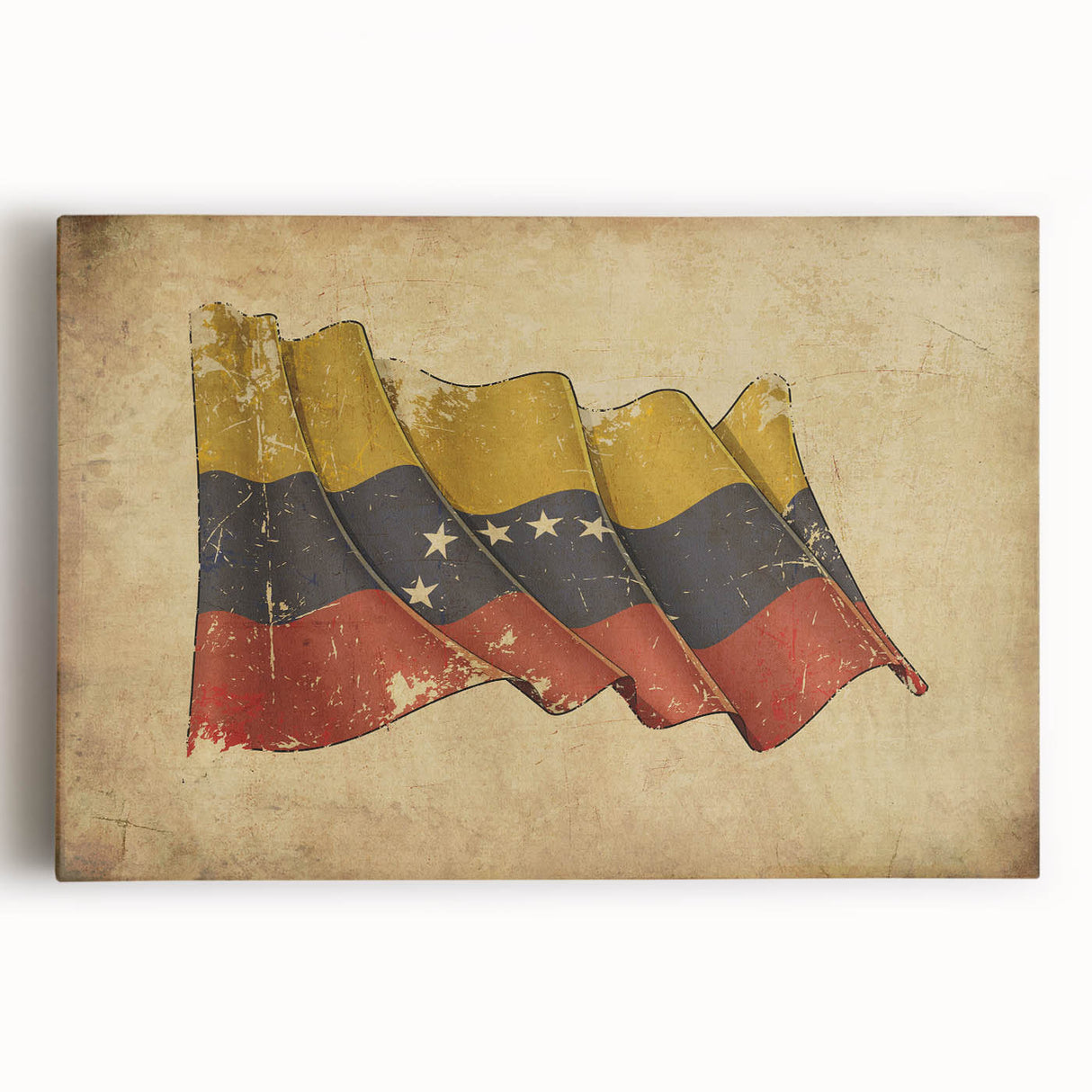 Black and white stretched canvas featuring a panoramic view of a Venezuelan landscape, ideal for kitchen wall art.