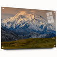 Acrylic print of Denali, Alaska with vivid blue and white tones, perfect for bedroom or dining room decor.