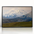 Large abstract wall art depicting Denali, Alaska, in muted earth tones on a framed acrylic panel.