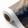 Art deco poster of Denali, Alaska, in pastel hues on rolled canvas, suitable for nursery wall art.