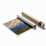 Extra large rolled print of Denali, Alaska, with muted earth tones, ideal for classy bathroom wall art.