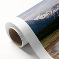 Art deco poster of Alaska scenery in pastel shades on rolled canvas, ideal for nursery wall art.