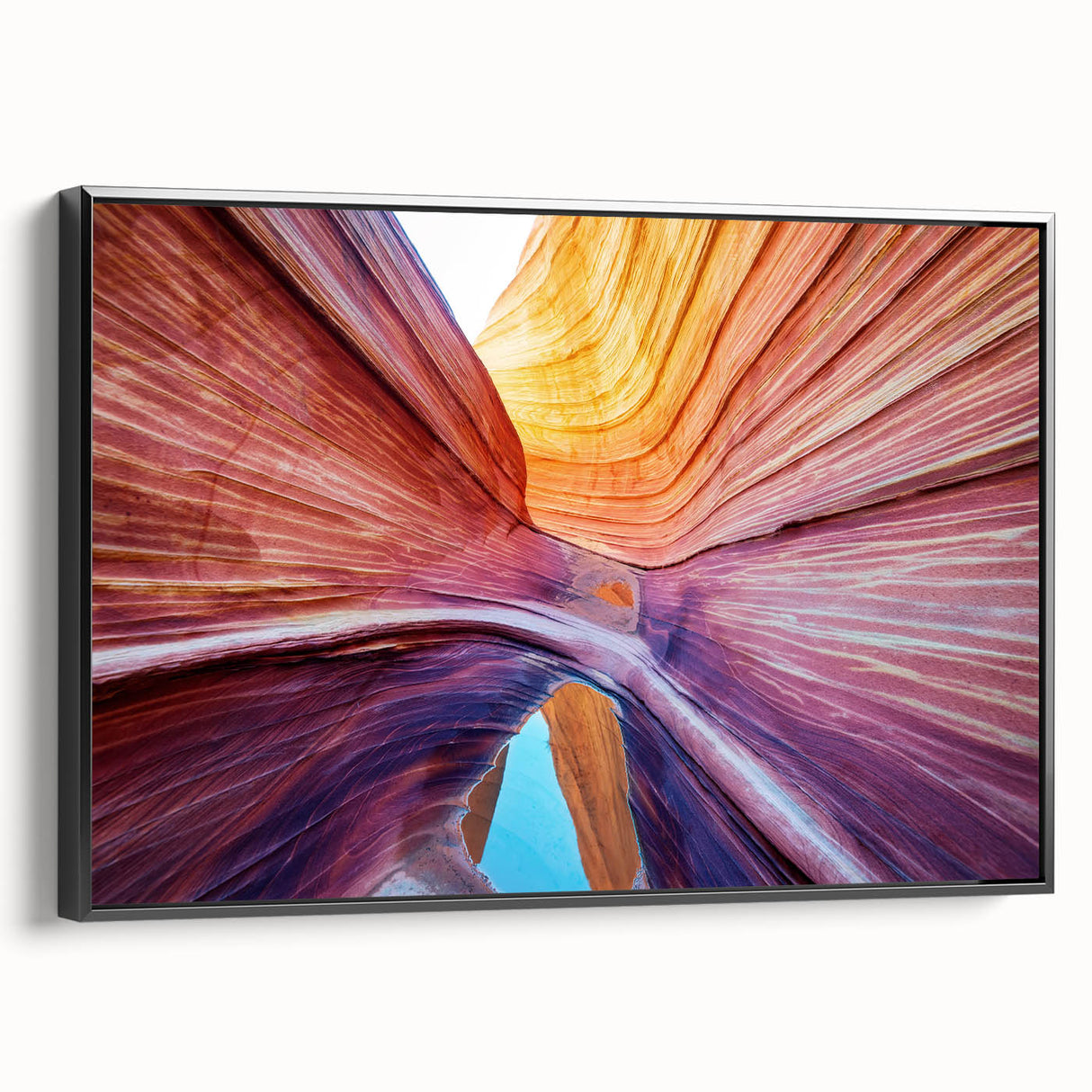 Black and white framed canvas of Coyote Buttes in Arizona, ideal for bedroom landscape art.