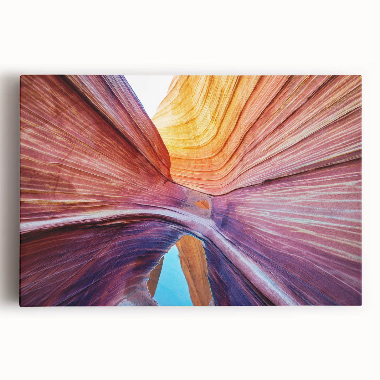 Black and white photograph of Arizona's Coyote Buttes on stretched canvas, ideal for kitchen art.