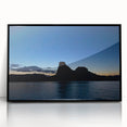 Large abstract wall art of Lake Powell in muted blue and gray tones on framed acrylic, suitable for modern art wall decor.