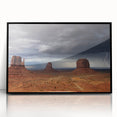 Large abstract wall art depicting Monument Valley in muted earth tones on a framed acrylic, ideal for modern art wall decor.
