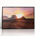 Large abstract wall art depicting Sedona, Arizona landscape in muted earth tones on a black framed acrylic.