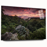 Large abstract wall art depicting the Arkansas scenery in muted earth tones on acrylic glass.
