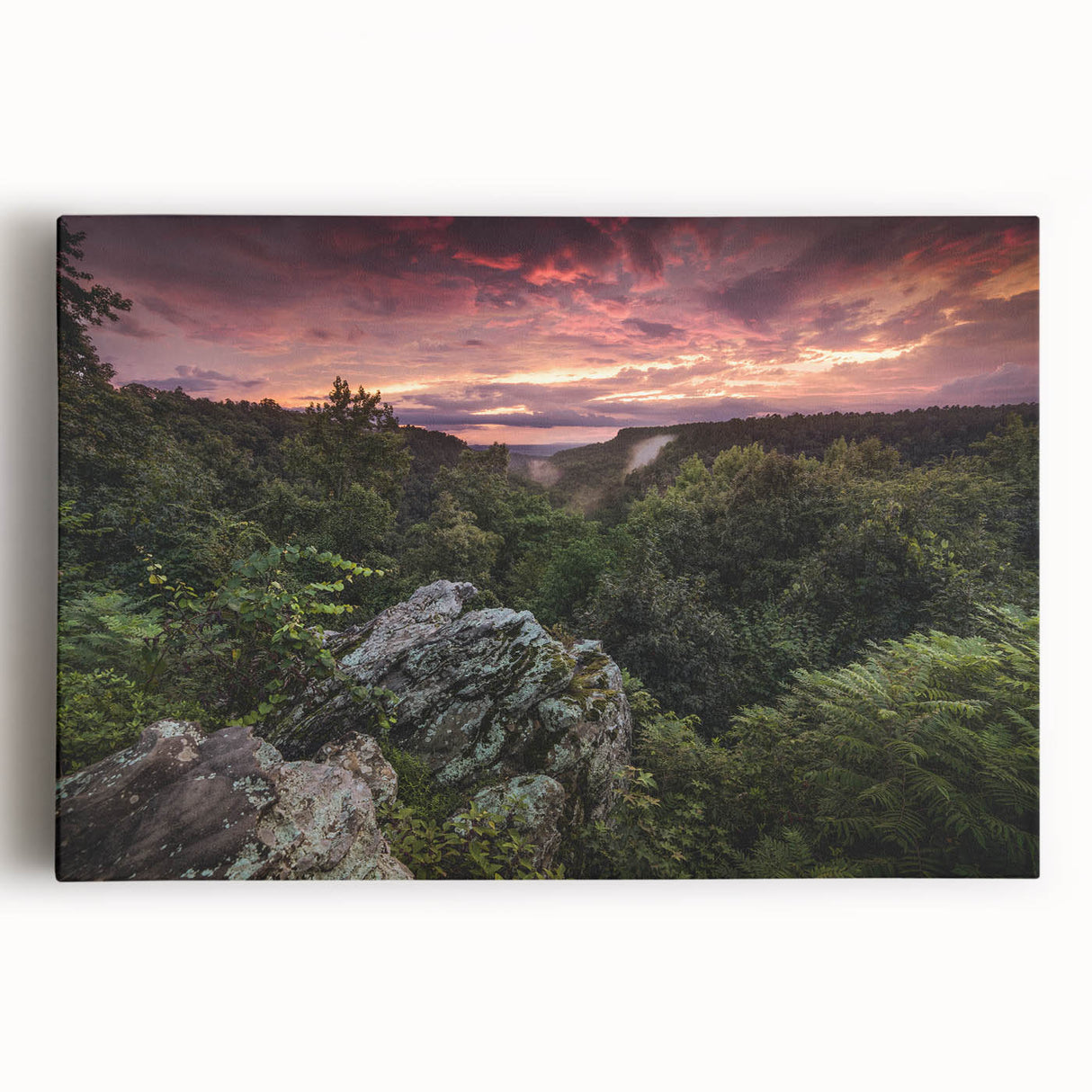 Black and white stretched canvas featuring a detailed Arkansas landscape, suitable for kitchen wall art.