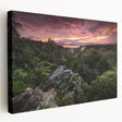 Large canvas print of a serene Arkansas landscape in muted green and blue tones, suitable for kitchen wall art.