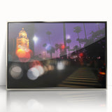 Mid-century modernist art of Beverly Hills landscape in muted earth tones on a framed acrylic print.