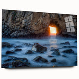 Acrylic print of Big Sur, California in muted blue and gray tones, ideal for bedroom or dining room art.