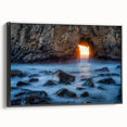 Black and white framed canvas of Big Sur landscape, ideal for bedroom wall art.