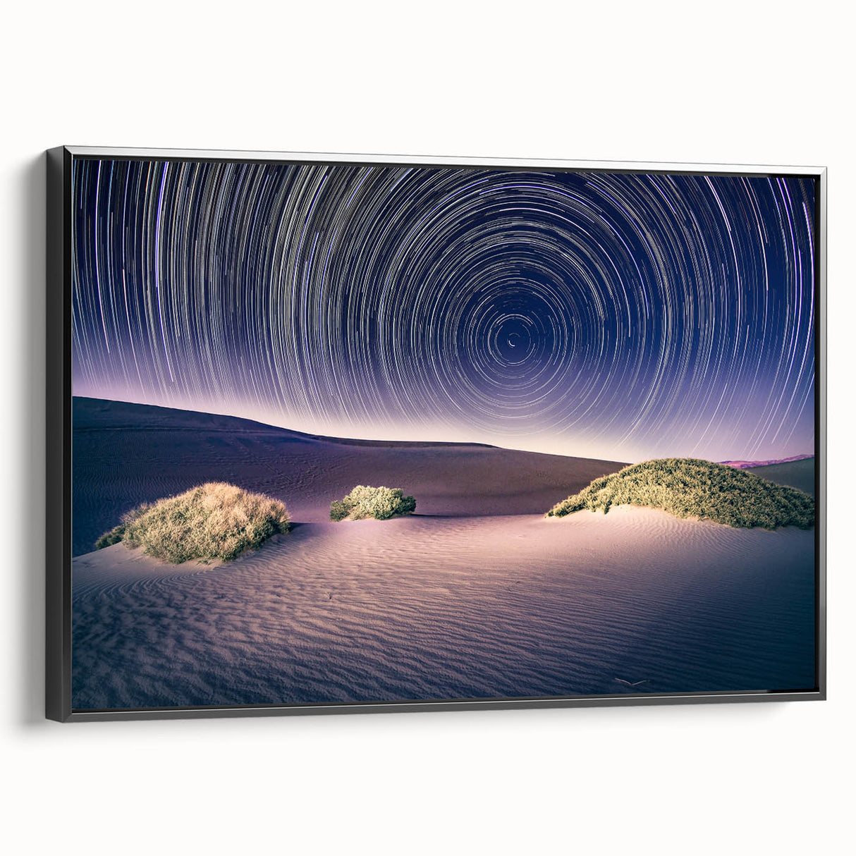 Black and white framed canvas of Death Valley landscape, ideal for bedroom wall art with a vintage poster style.