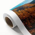 Art Deco poster of Lake Tahoe with muted blue and green tones on rolled canvas.