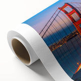 Art deco poster of San Francisco skyline in pastel shades on rolled canvas, ideal for nursery wall art.