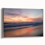 Landscape art painting of Santa Barbara on framed canvas, featuring vibrant colors with a vintage poster style.