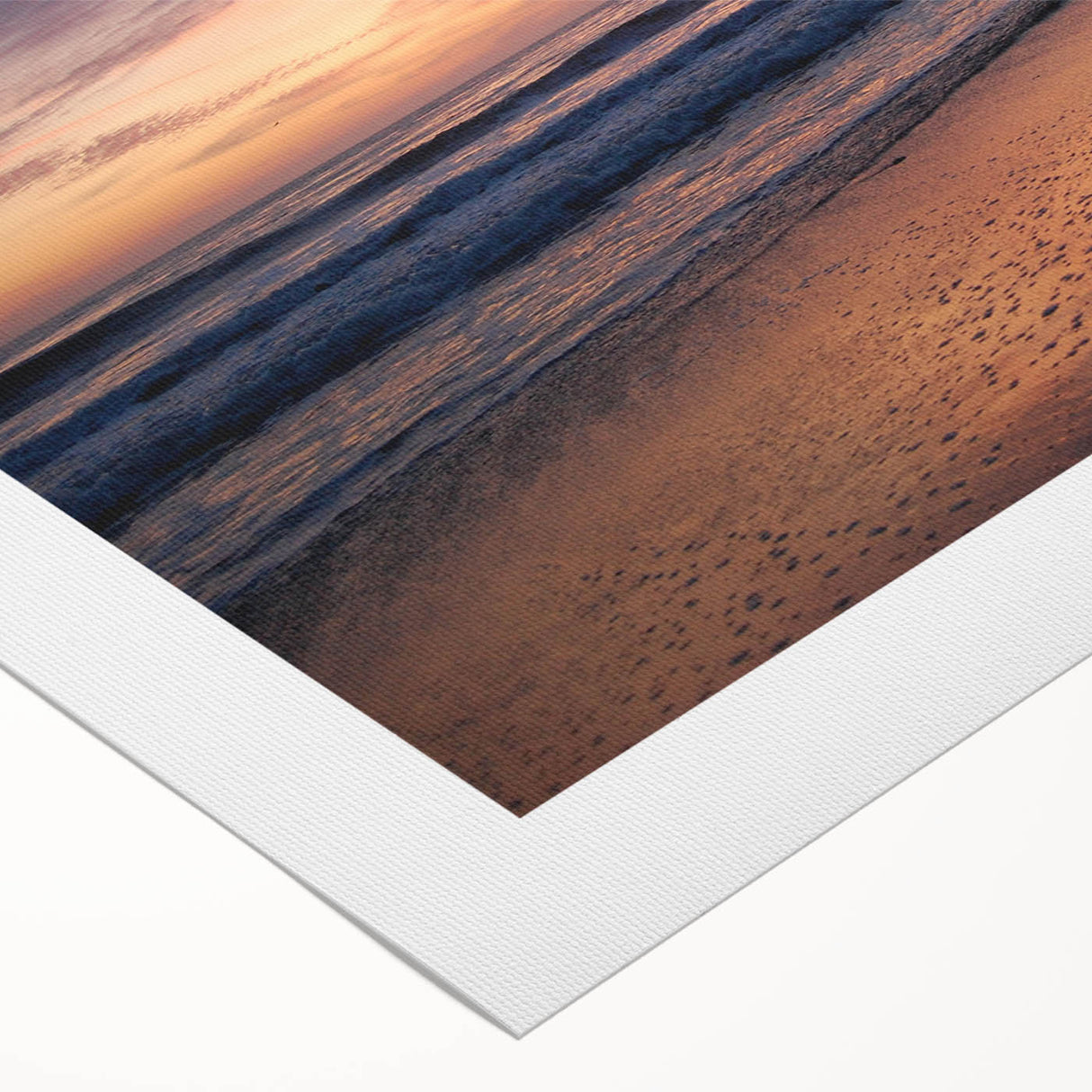 Art deco poster featuring the Santa Barbara skyline in muted pastel colors on rolled canvas.