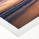 Art deco poster featuring the Santa Barbara skyline in muted pastel colors on rolled canvas.