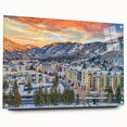 Acrylic print of a large abstract depiction of Vail, Colorado, in muted earth tones, ideal for bedroom or dining room decor.