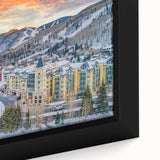 Textured black wall art depicting a colorful Vail, Colorado scenery on extra large framed canvas.