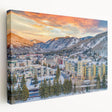 Scenic Vail, Colorado landscape on large stretched canvas, featuring muted earth tones, ideal for kitchen wall art.
