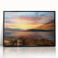 Large abstract wall art depicting the Rocky Mountains, in muted earth tones on a framed acrylic.
