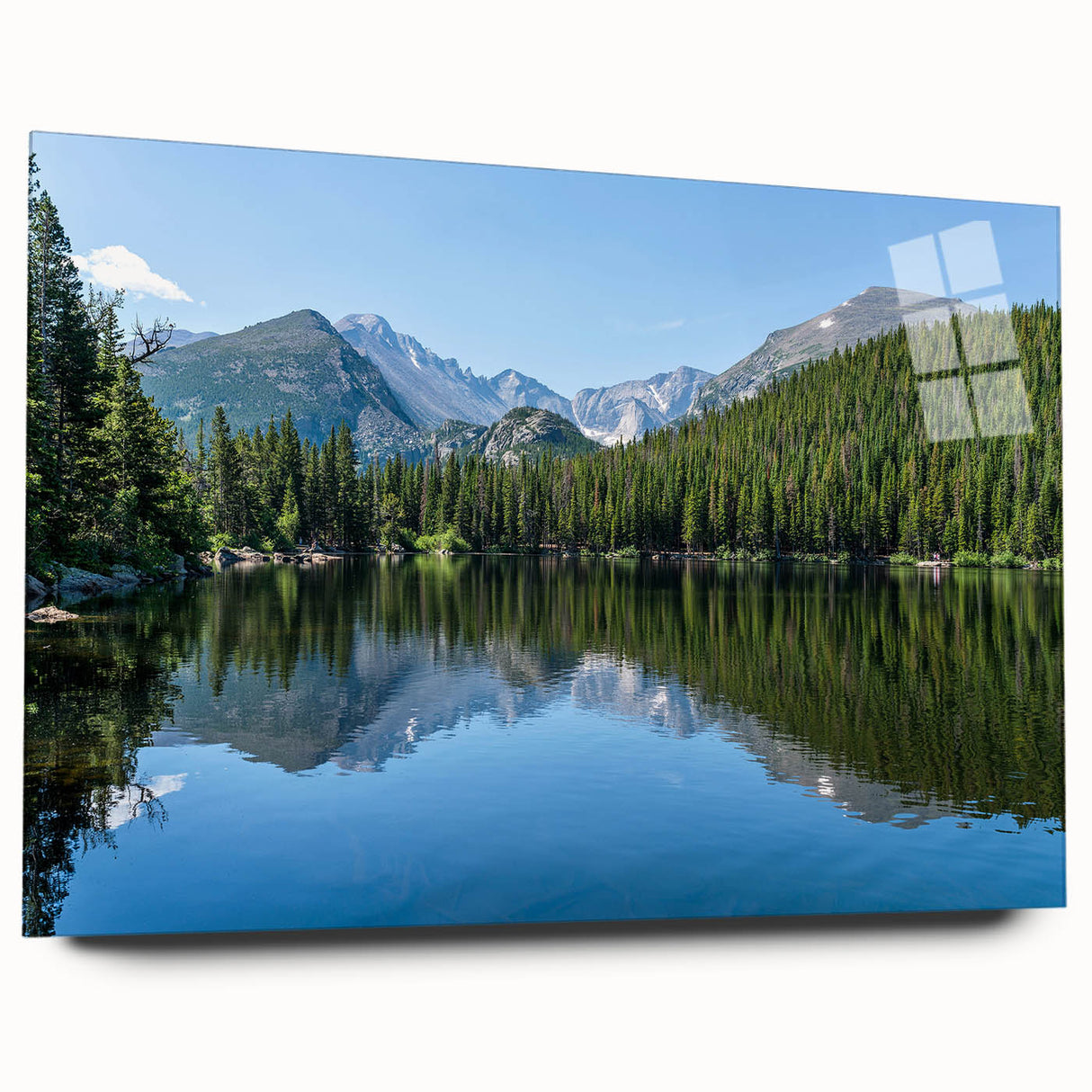 Large abstract wall art depicting the Colorado Springs landscape in muted earth tones on acrylic glass.