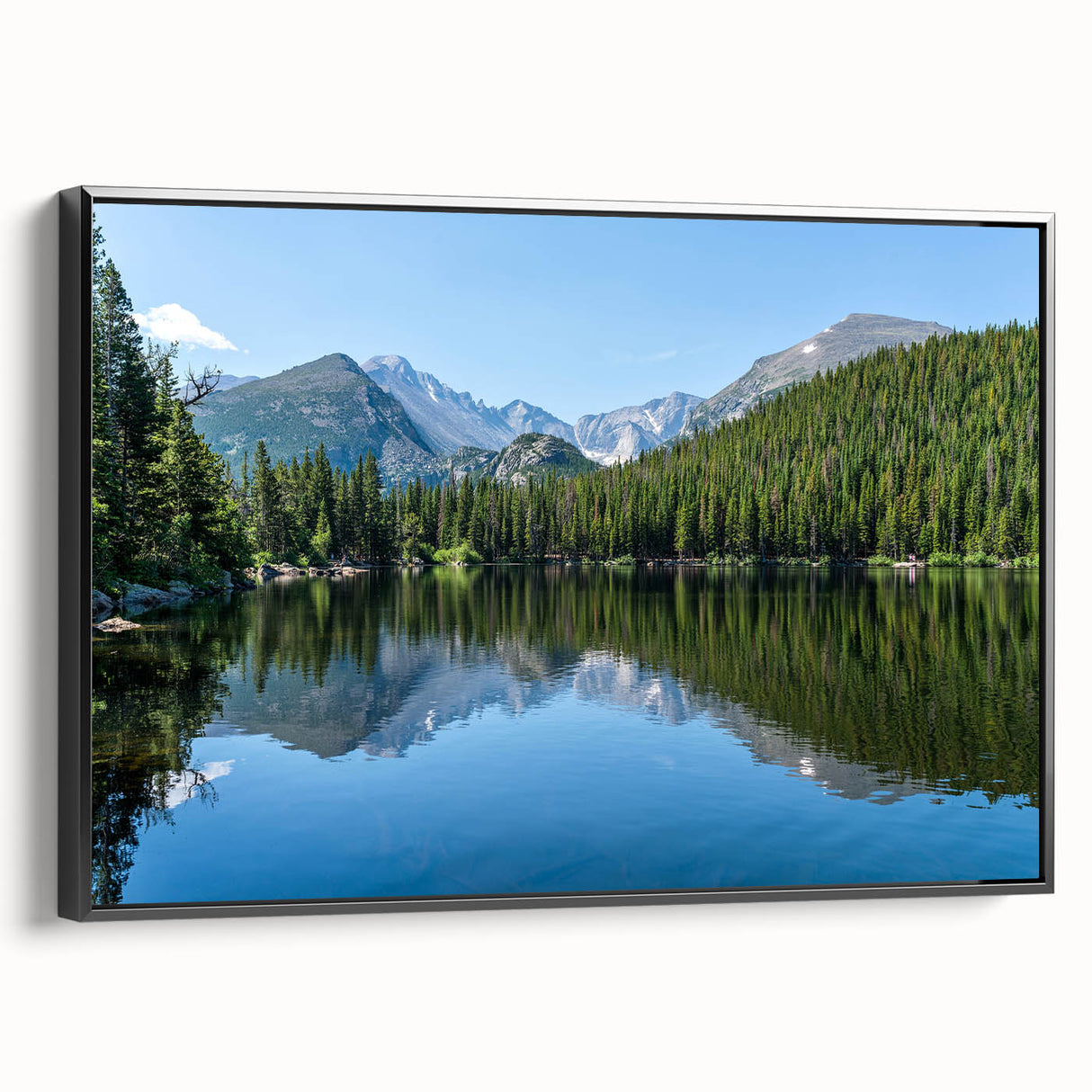 Black and white framed canvas of Colorado Springs landscape, ideal for bedroom wall art in a vintage poster style.