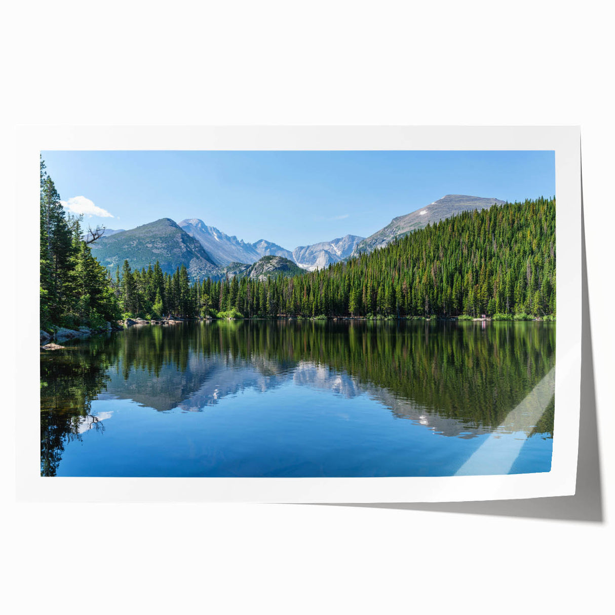 Rolled print of Colorado Springs scenery with vibrant green and blue colors, ideal for art wall dining room.